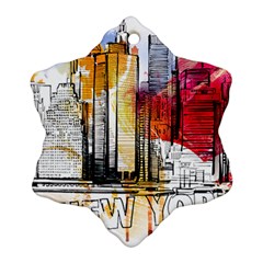 New York City Skyline Vector Illustration Ornament (snowflake) by Sudhe