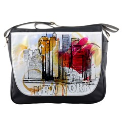 New York City Skyline Vector Illustration Messenger Bag by Sudhe