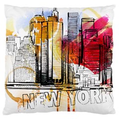 New York City Skyline Vector Illustration Large Cushion Case (two Sides) by Sudhe