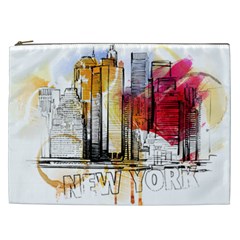 New York City Skyline Vector Illustration Cosmetic Bag (xxl) by Sudhe