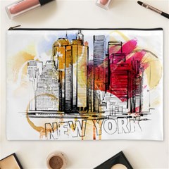 New York City Skyline Vector Illustration Cosmetic Bag (xxxl) by Sudhe