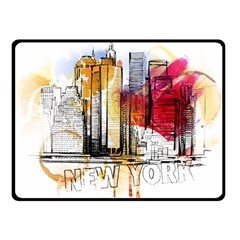 New York City Skyline Vector Illustration Double Sided Fleece Blanket (small)  by Sudhe