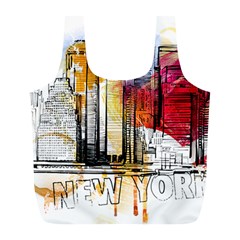 New York City Skyline Vector Illustration Full Print Recycle Bag (l) by Sudhe