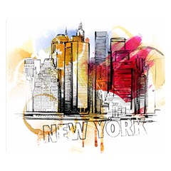 New York City Skyline Vector Illustration Double Sided Flano Blanket (small)  by Sudhe