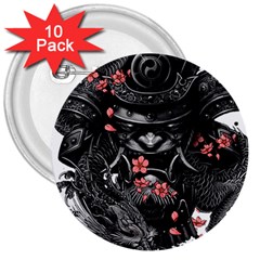 Sleeve Tattoo  Samurai 3  Buttons (10 Pack)  by Sudhe