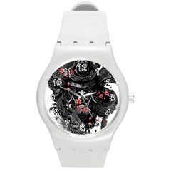 Sleeve Tattoo  Samurai Round Plastic Sport Watch (m) by Sudhe