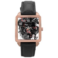 Sleeve Tattoo  Samurai Rose Gold Leather Watch  by Sudhe