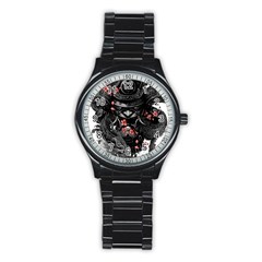 Sleeve Tattoo  Samurai Stainless Steel Round Watch by Sudhe