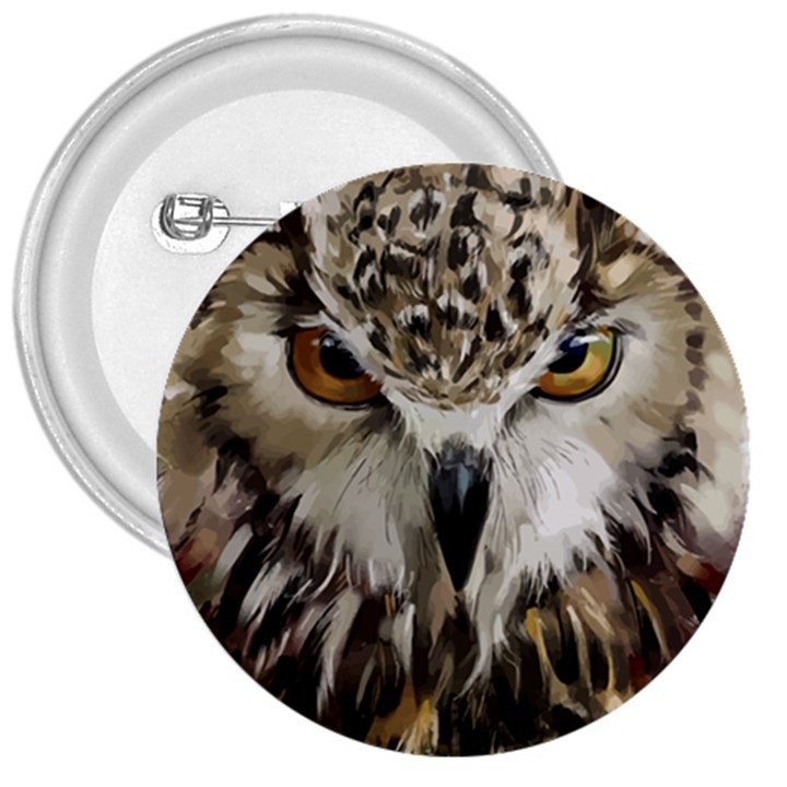 Vector Hand Painted Owl 3  Buttons