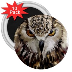 Vector Hand Painted Owl 3  Magnets (10 Pack)  by Sudhe