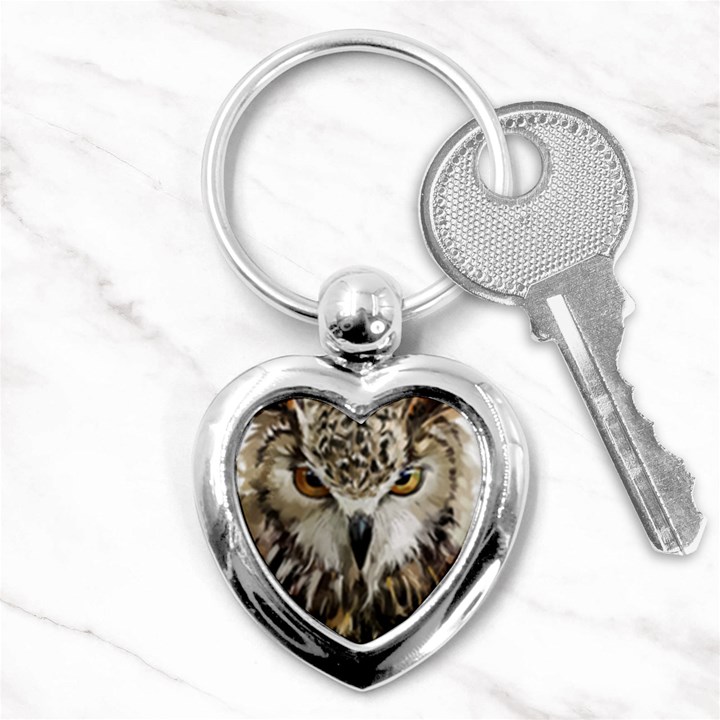 Vector Hand Painted Owl Key Chains (Heart) 