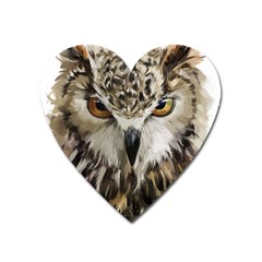 Vector Hand Painted Owl Heart Magnet by Sudhe