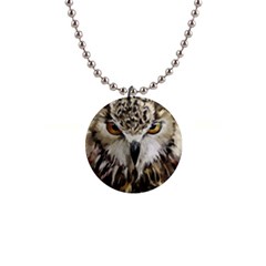 Vector Hand Painted Owl 1  Button Necklace by Sudhe