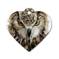 Vector Hand Painted Owl Dog Tag Heart (one Side) by Sudhe