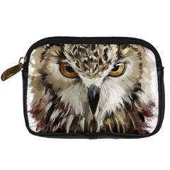 Vector Hand Painted Owl Digital Camera Leather Case by Sudhe