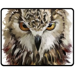 Vector Hand Painted Owl Fleece Blanket (medium)  by Sudhe