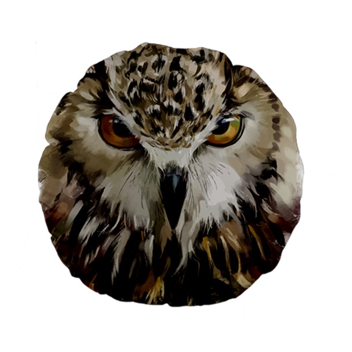 Vector Hand Painted Owl Standard 15  Premium Round Cushions