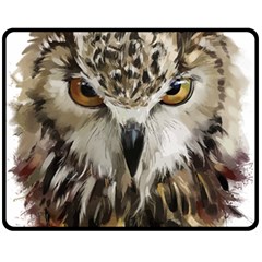 Vector Hand Painted Owl Double Sided Fleece Blanket (medium)  by Sudhe