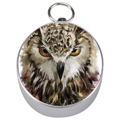 Vector Hand Painted Owl Silver Compasses by Sudhe