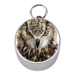 Vector Hand Painted Owl Mini Silver Compasses by Sudhe