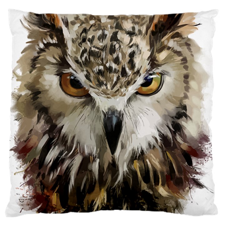 Vector Hand Painted Owl Large Flano Cushion Case (One Side)