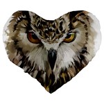 Vector Hand Painted Owl Large 19  Premium Flano Heart Shape Cushions Back