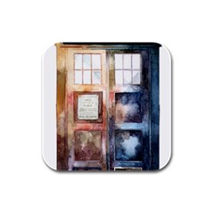 Tardis Doctor Who Transparent Rubber Square Coaster (4 Pack)  by Sudhe