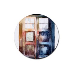 Tardis Doctor Who Transparent Rubber Coaster (round)  by Sudhe