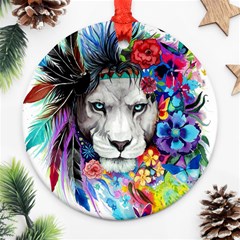 Art Drawing Poster Painting The Lion King Round Ornament (two Sides) by Sudhe