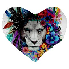 Art Drawing Poster Painting The Lion King Large 19  Premium Heart Shape Cushions by Sudhe