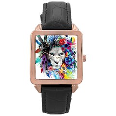 Art Drawing Poster Painting The Lion King Rose Gold Leather Watch  by Sudhe