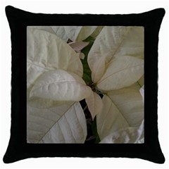 White Pointsettia Throw Pillow Case (black) by Riverwoman