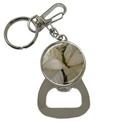 White Pointsettia Bottle Opener Key Chains by Riverwoman