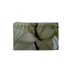 White Pointsettia Cosmetic Bag (small) by Riverwoman