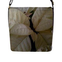 White Pointsettia Flap Closure Messenger Bag (l) by Riverwoman