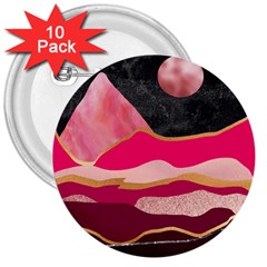 Pink And Black Abstract Mountain Landscape 3  Buttons (10 Pack) 