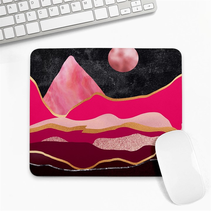 Pink and black abstract mountain landscape Large Mousepads