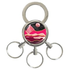 Pink And Black Abstract Mountain Landscape 3-ring Key Chains by charliecreates