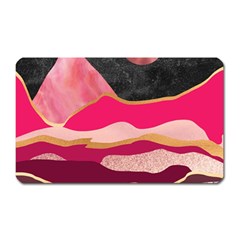 Pink And Black Abstract Mountain Landscape Magnet (rectangular) by charliecreates