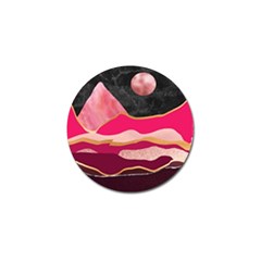 Pink And Black Abstract Mountain Landscape Golf Ball Marker (10 Pack)