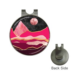 Pink And Black Abstract Mountain Landscape Hat Clips With Golf Markers