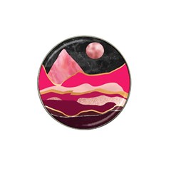 Pink And Black Abstract Mountain Landscape Hat Clip Ball Marker