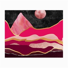 Pink And Black Abstract Mountain Landscape Small Glasses Cloth