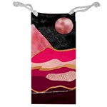 Pink and black abstract mountain landscape Jewelry Bag Front