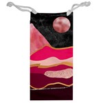 Pink and black abstract mountain landscape Jewelry Bag Back