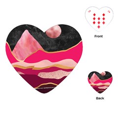 Pink And Black Abstract Mountain Landscape Playing Cards (heart) by charliecreates