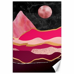 Pink And Black Abstract Mountain Landscape Canvas 12  X 18  by charliecreates