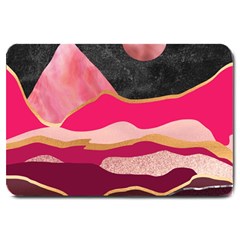 Pink And Black Abstract Mountain Landscape Large Doormat 