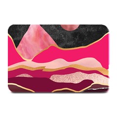 Pink And Black Abstract Mountain Landscape Plate Mats by charliecreates