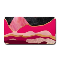 Pink And Black Abstract Mountain Landscape Medium Bar Mats by charliecreates